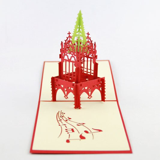 큐브 생활 3d 시계 타워 음악 크리스마스 해피 크리스마스 인사말 카드 크리 에이 티브 수제 카드